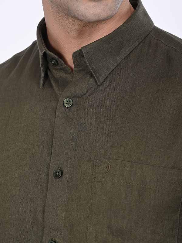 Men's Solid Full Sleeves Linen Shirt - Image 19