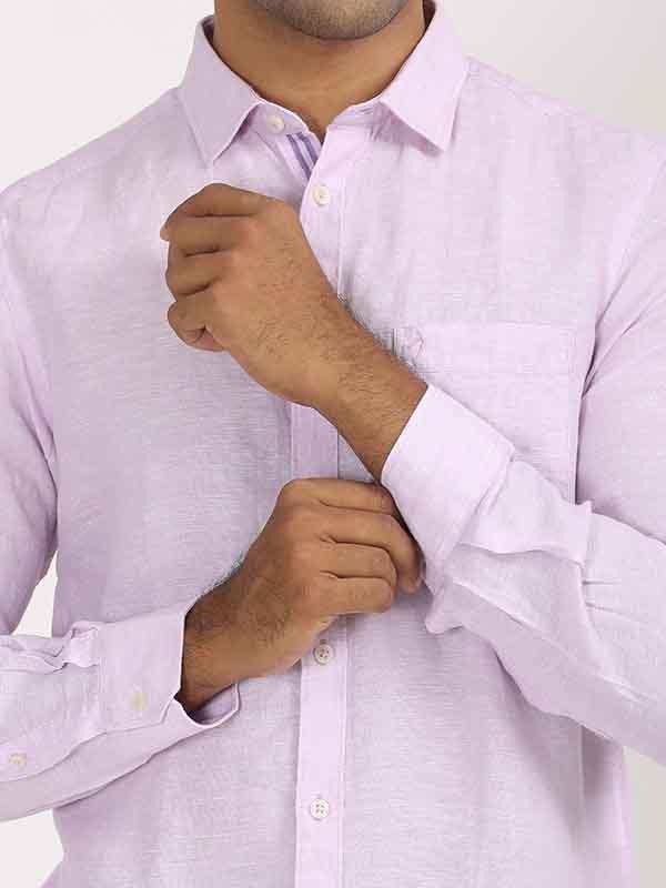 Men's Solid Full Sleeves Linen Shirt - Image 10