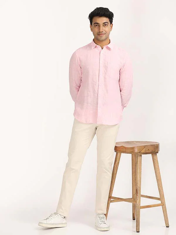 Men's Solid Full Sleeves Linen Shirt - Image 15
