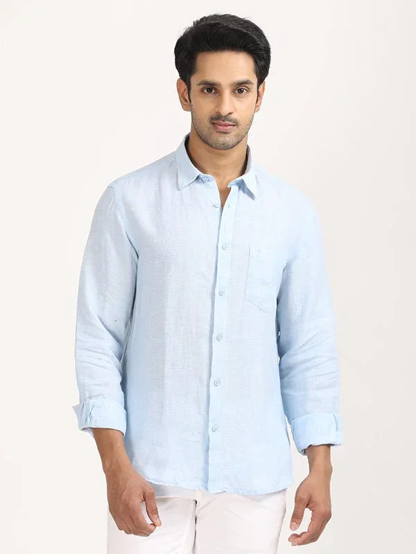 Men's Solid Full Sleeves Linen Shirt - Image 17