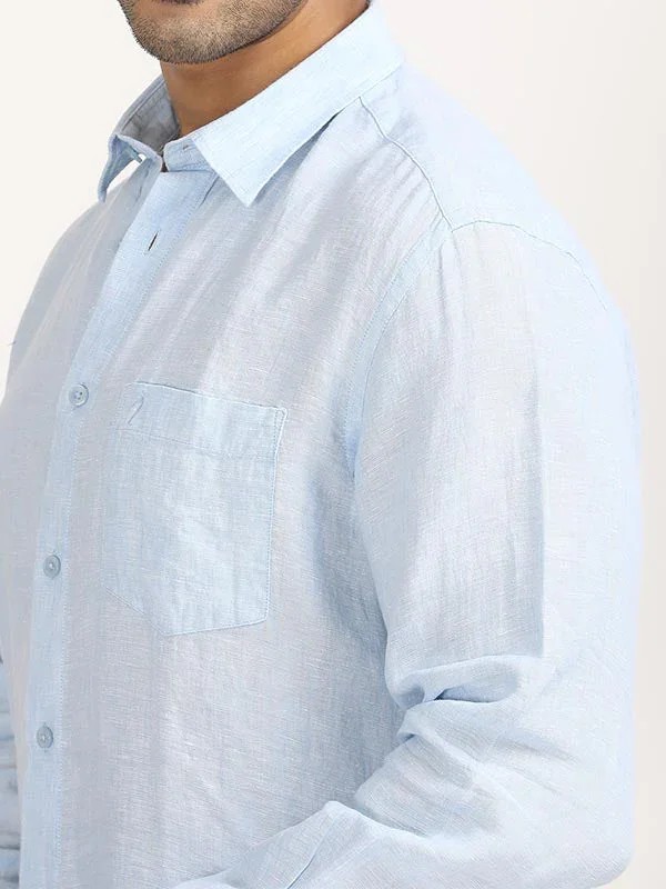 Men's Solid Full Sleeves Linen Shirt - Image 18