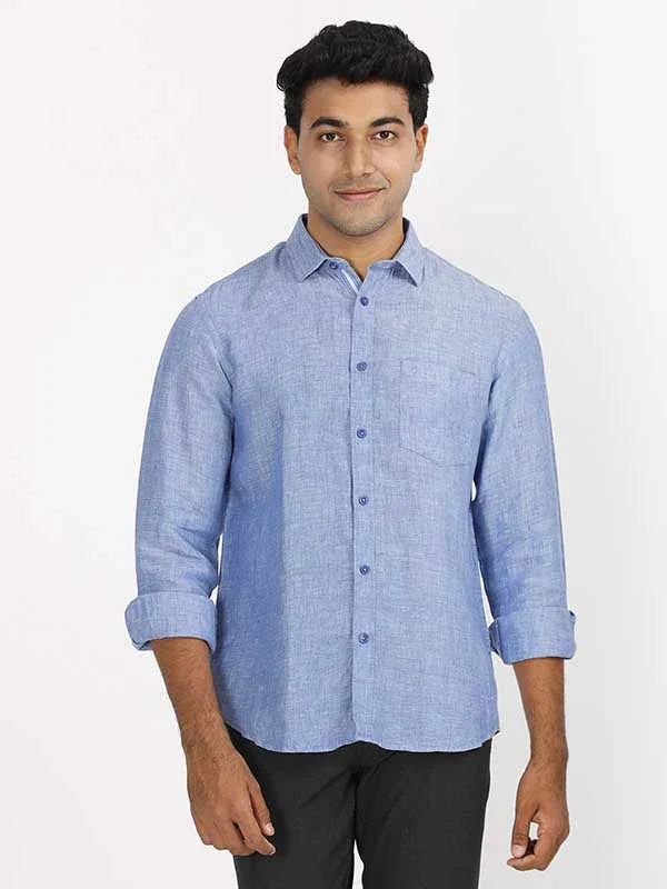 Men's Solid Full Sleeves Linen Shirt - Image 21
