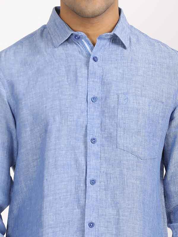 Men's Solid Full Sleeves Linen Shirt - Image 22