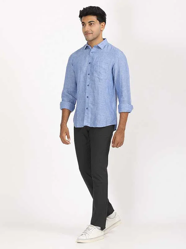 Men's Solid Full Sleeves Linen Shirt - Image 23