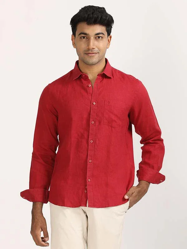 Men's Solid Full Sleeves Linen Shirt - Image 25