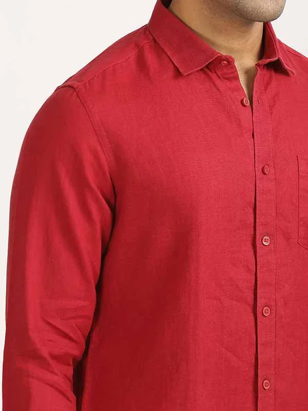 Men's Solid Full Sleeves Linen Shirt - Image 26