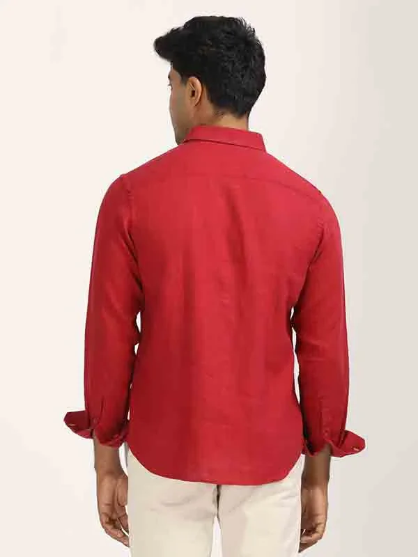 Men's Solid Full Sleeves Linen Shirt - Image 28