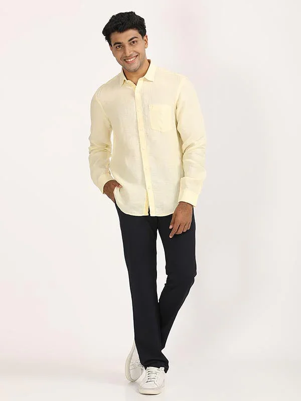 Men's Solid Full Sleeves Linen Shirt - Image 29