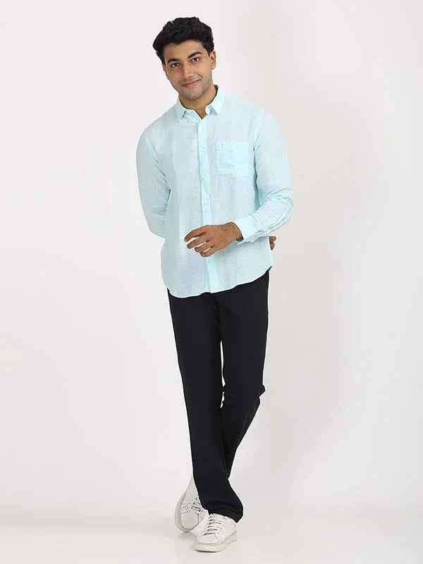 Men's Solid Full Sleeves Linen Shirt - Image 3