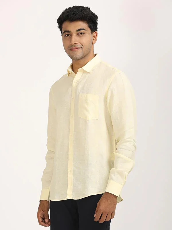 Men's Solid Full Sleeves Linen Shirt - Image 30