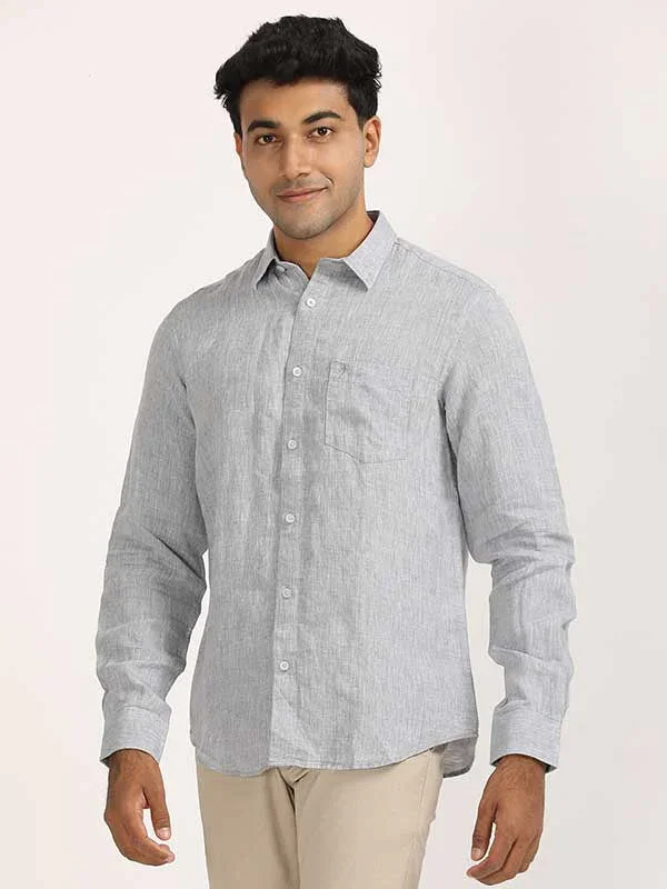 Men's Solid Full Sleeves Linen Shirt - Image 33