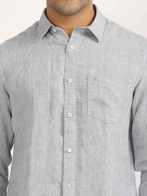 Men's Solid Full Sleeves Linen Shirt - Image 34