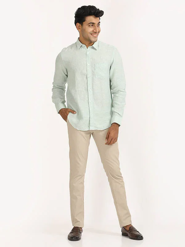 Men's Solid Full Sleeves Linen Shirt - Image 39