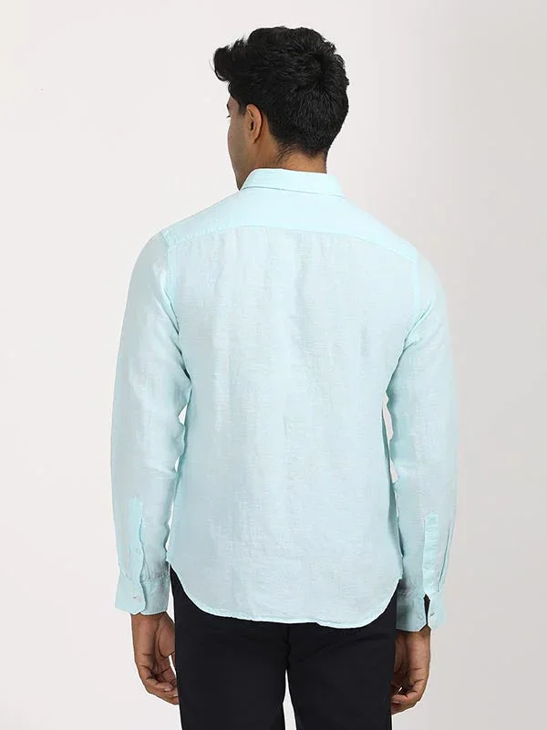 Men's Solid Full Sleeves Linen Shirt - Image 4