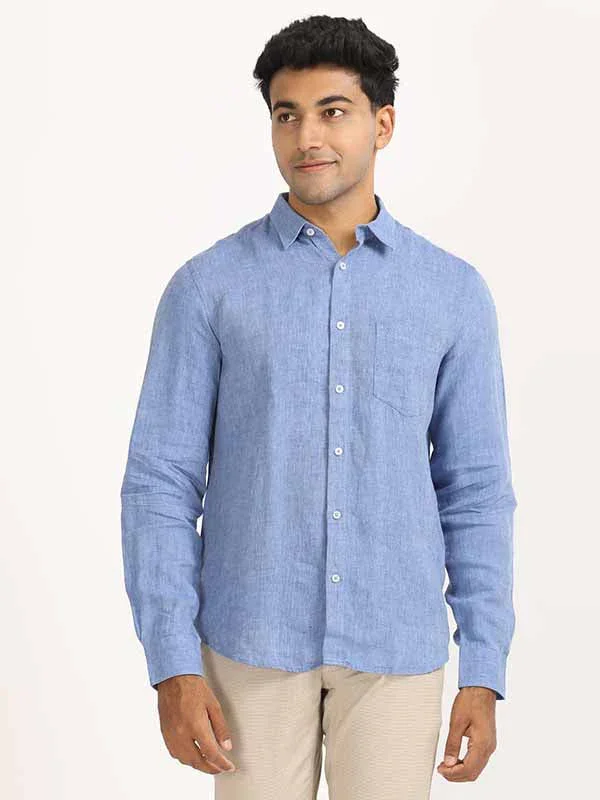 Men's Solid Full Sleeves Linen Shirt - Image 5