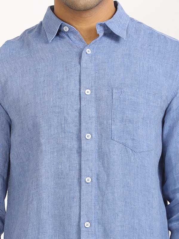Men's Solid Full Sleeves Linen Shirt - Image 6