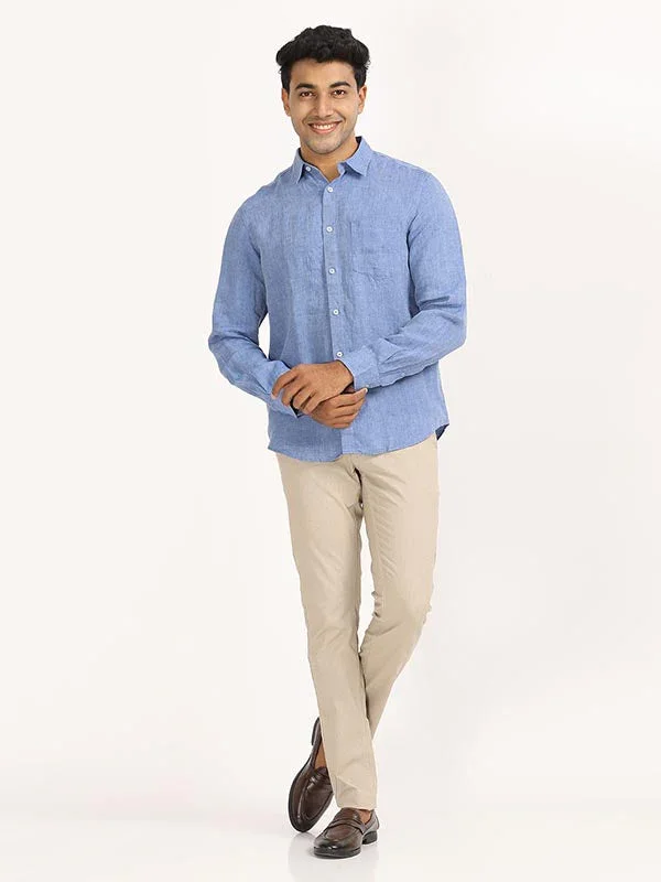 Men's Solid Full Sleeves Linen Shirt - Image 7