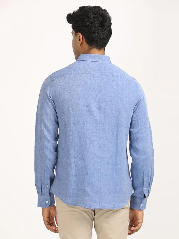 Men's Solid Full Sleeves Linen Shirt - Image 8