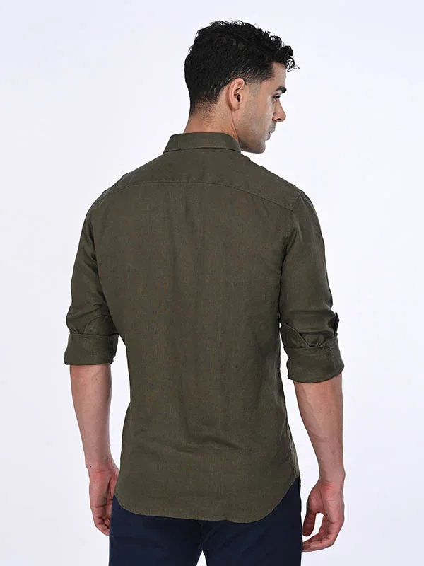 Men's Solid Full Sleeves Linen Shirt - Image 21