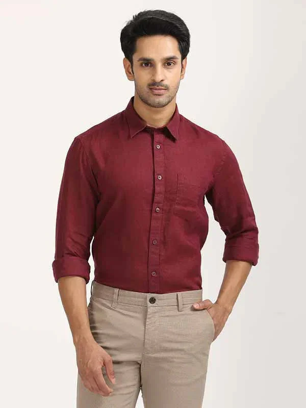Men's Solid Full Sleeves Linen Shirt - Image 24
