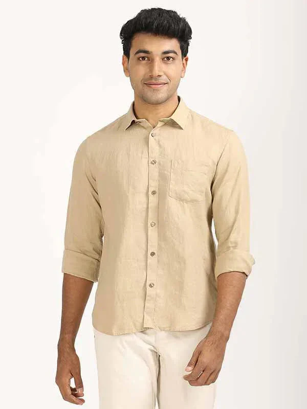Men's Solid Full Sleeves Linen Shirt - Image 25