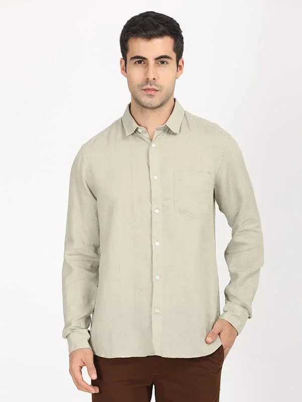 Men's Solid Full Sleeves Linen Shirt - Image 30