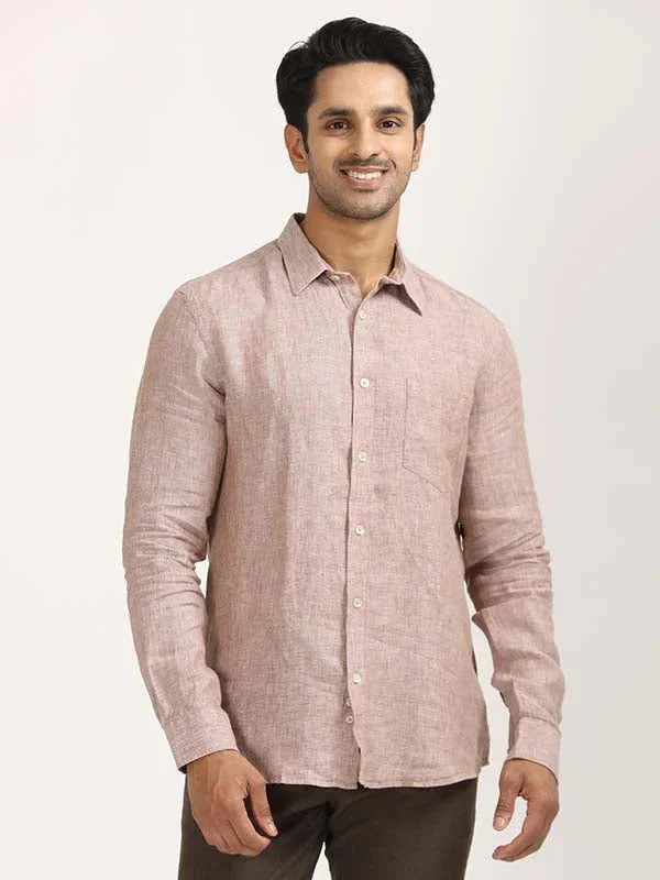 Men's Solid Full Sleeves Linen Shirt - Image 31