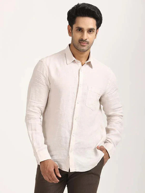 Men's Solid Full Sleeves Linen Shirt - Image 32