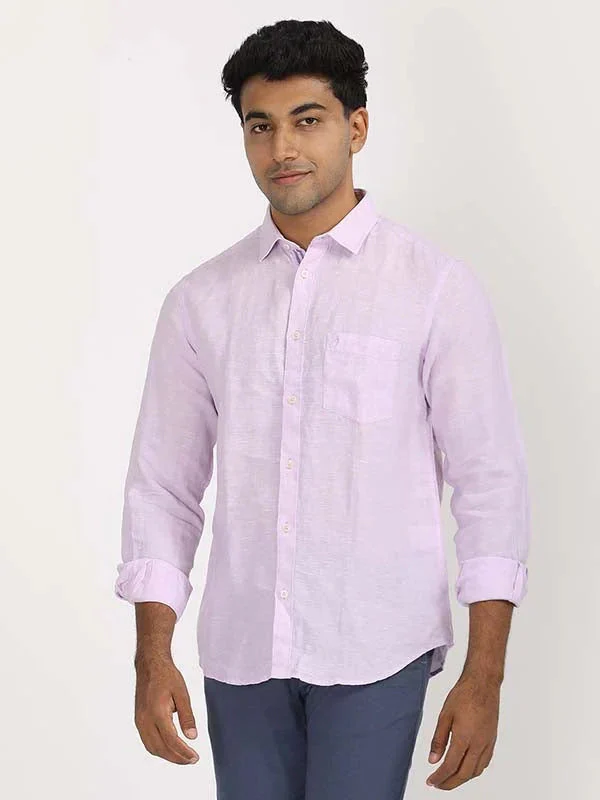 Men's Solid Full Sleeves Linen Shirt - Image 36
