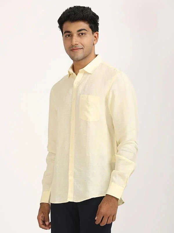 Men's Solid Full Sleeves Linen Shirt - Image 41