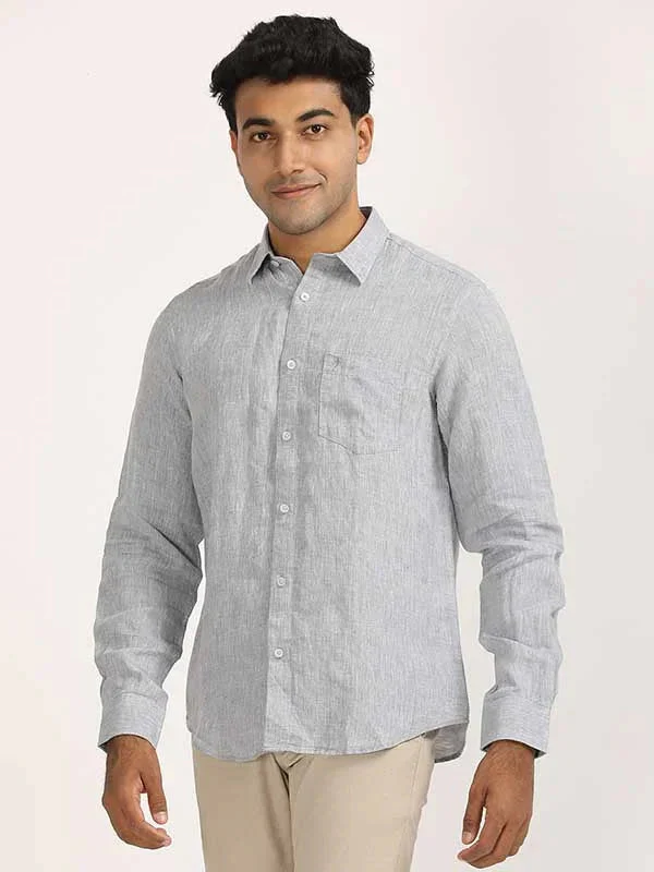 Men's Solid Full Sleeves Linen Shirt - Image 42