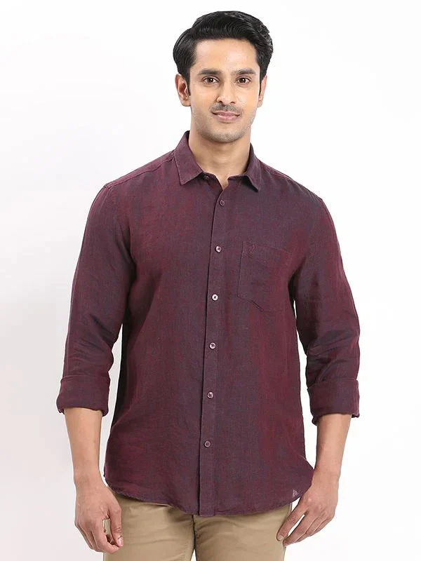 Men's Solid Full Sleeves Linen Shirt - Image 44
