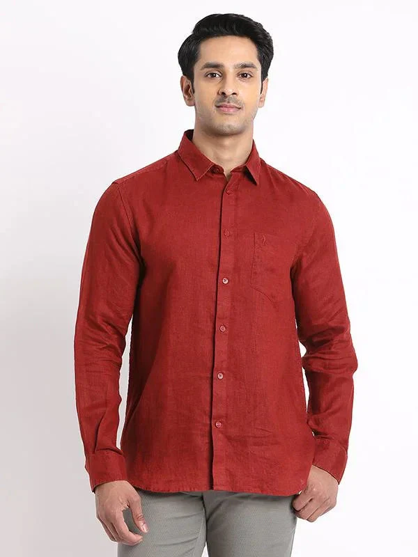Men's Solid Full Sleeves Linen Shirt - Image 45