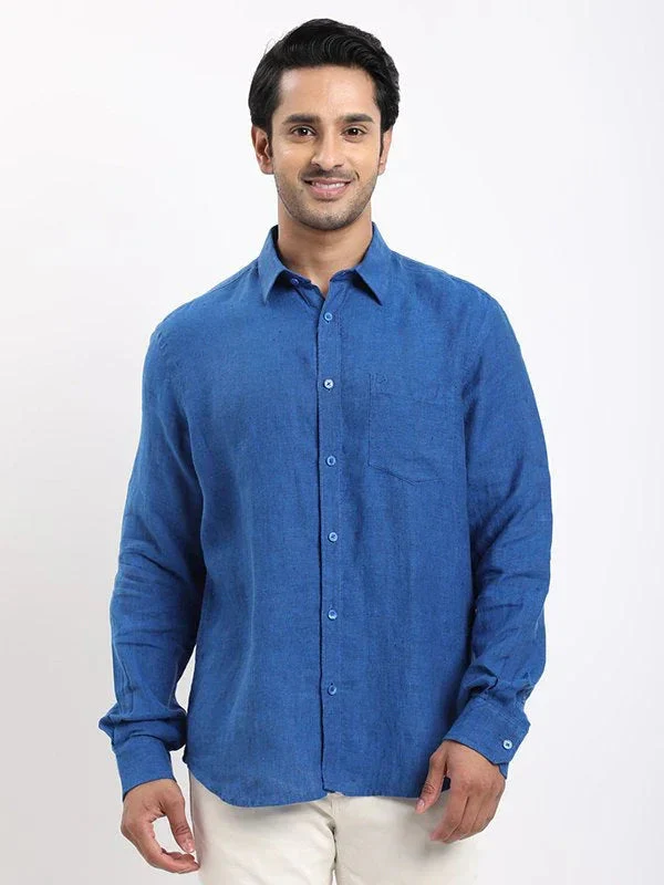 Men's Solid Full Sleeves Linen Shirt - Image 46