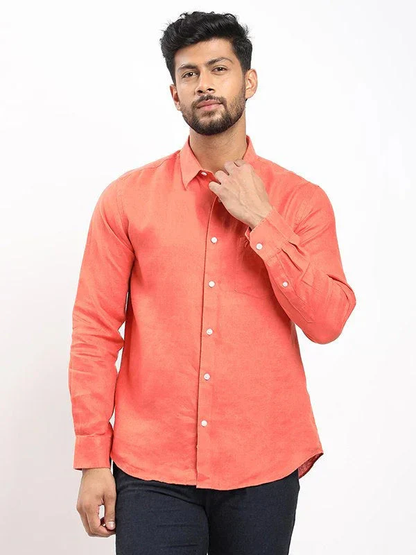 Men's Solid Full Sleeves Linen Shirt - Image 47