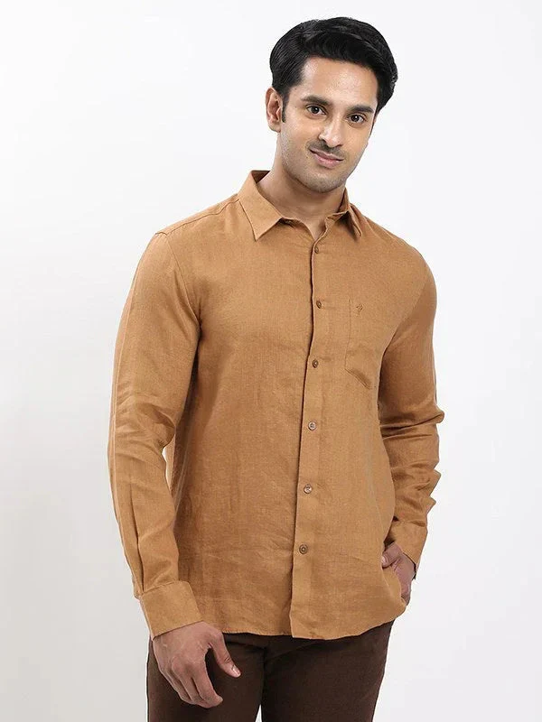 Men's Solid Full Sleeves Linen Shirt - Image 48