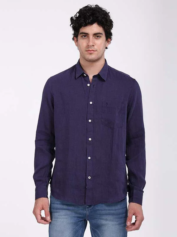 Men's Solid Full Sleeves Linen Shirt - Image 5
