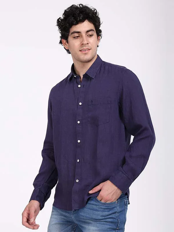 Men's Solid Full Sleeves Linen Shirt - Image 6