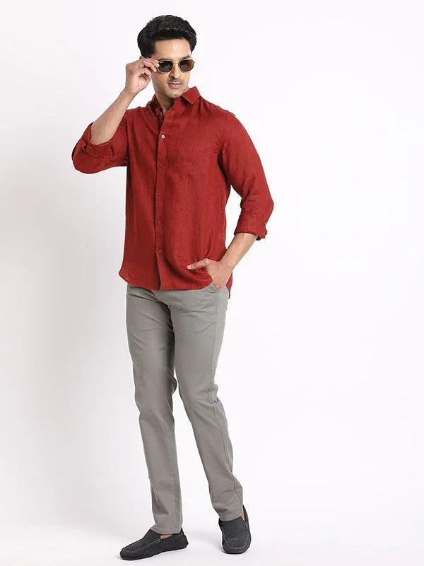 Men's Solid Full Sleeves Linen Shirt - Image 10
