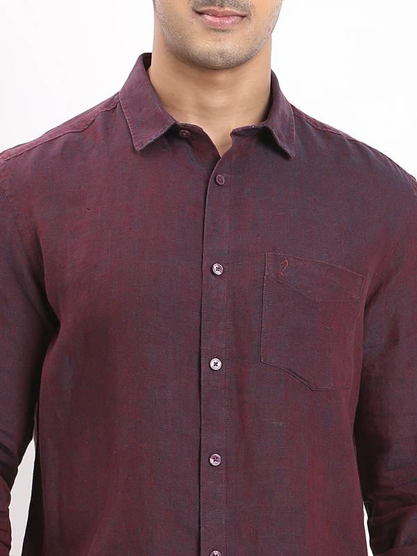 Men's Solid Full Sleeves Linen Shirt - Image 3