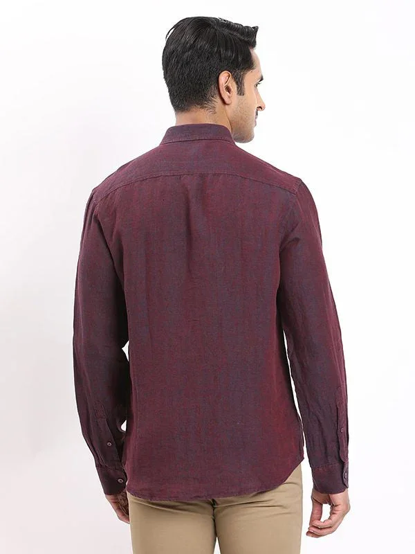 Men's Solid Full Sleeves Linen Shirt - Image 4