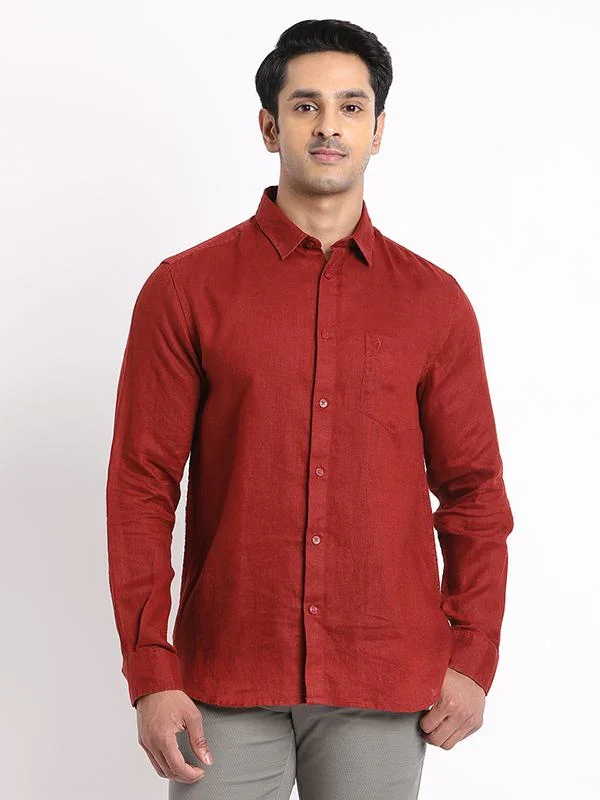 Men's Solid Full Sleeves Linen Shirt - Image 6