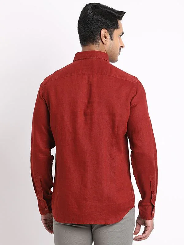Men's Solid Full Sleeves Linen Shirt - Image 9