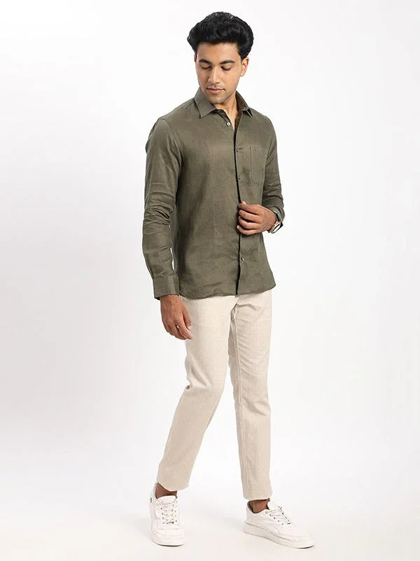 Men's Solid Full Sleeves Linen Shirt - Image 10