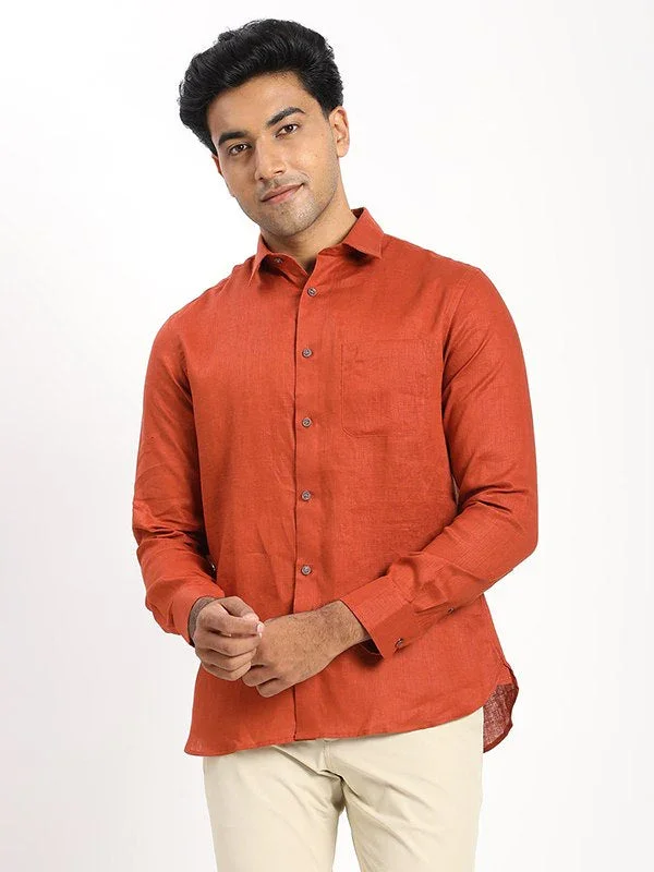 Men's Solid Full Sleeves Linen Shirt - Image 16