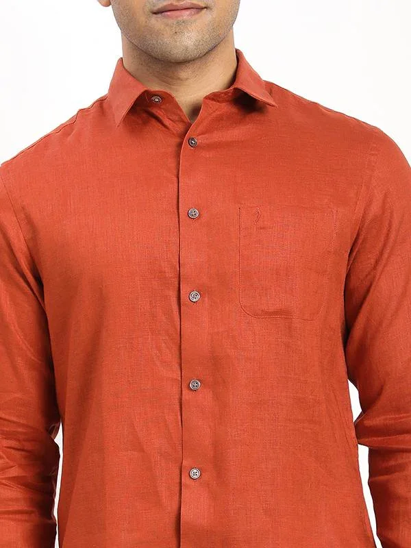 Men's Solid Full Sleeves Linen Shirt - Image 18