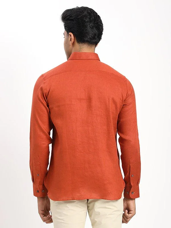 Men's Solid Full Sleeves Linen Shirt - Image 19