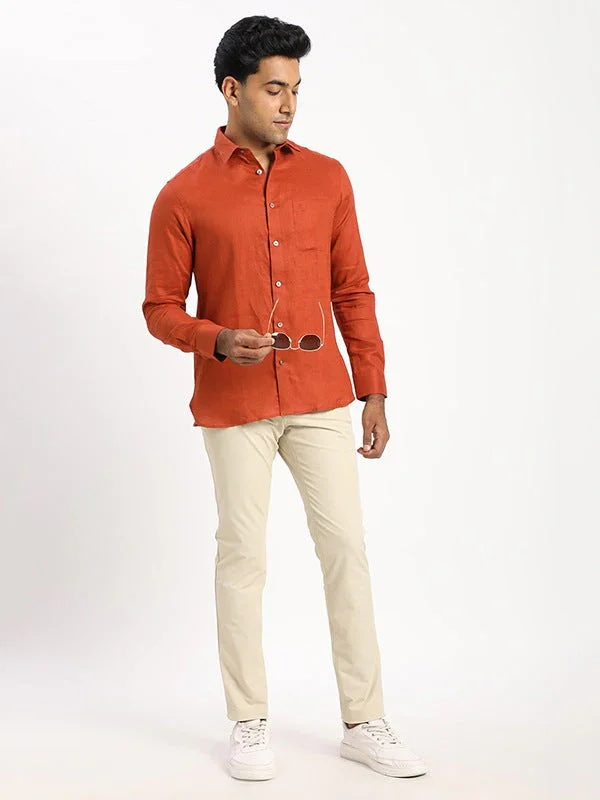 Men's Solid Full Sleeves Linen Shirt - Image 20