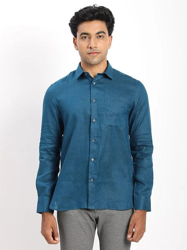 Men's Solid Full Sleeves Linen Shirt - Image 21