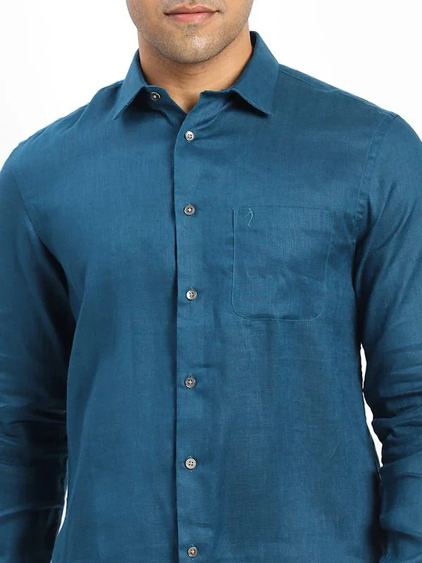 Men's Solid Full Sleeves Linen Shirt - Image 23